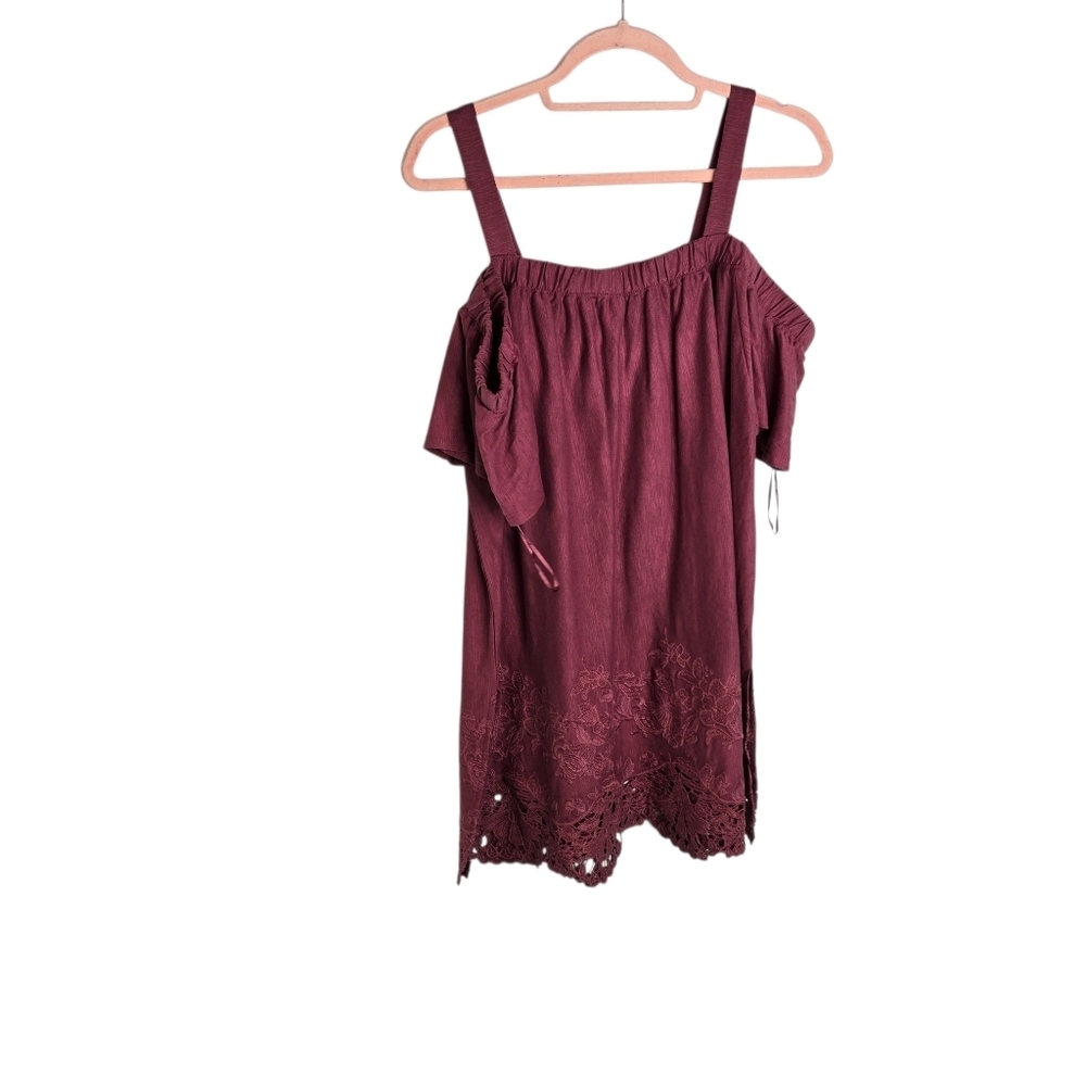 Lane Bryant Cold Off Shoulder Embroidered Eyelet Top